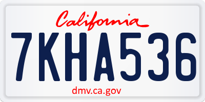 CA license plate 7KHA536