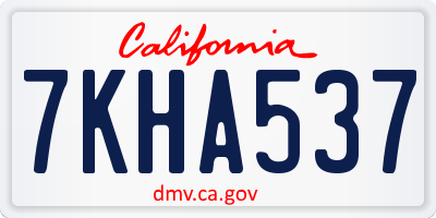 CA license plate 7KHA537