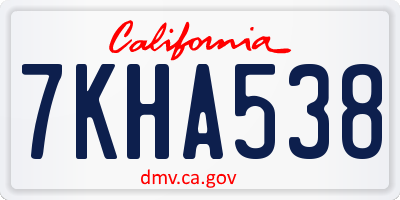 CA license plate 7KHA538