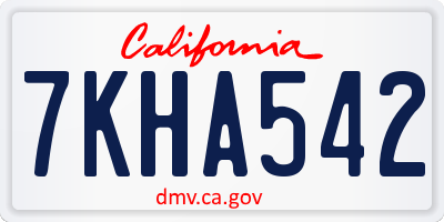 CA license plate 7KHA542