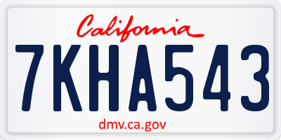 CA license plate 7KHA543