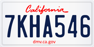 CA license plate 7KHA546