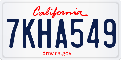 CA license plate 7KHA549