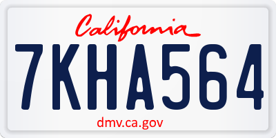 CA license plate 7KHA564