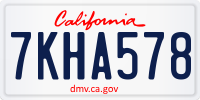 CA license plate 7KHA578
