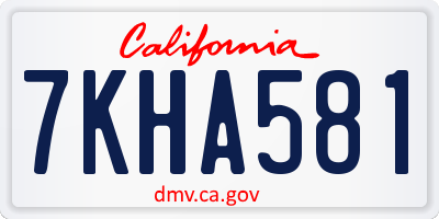 CA license plate 7KHA581