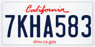 CA license plate 7KHA583