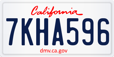 CA license plate 7KHA596