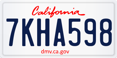 CA license plate 7KHA598