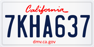 CA license plate 7KHA637