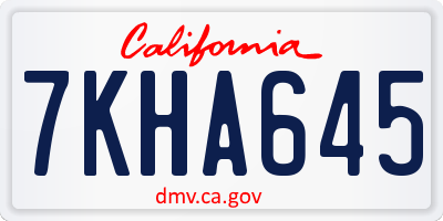 CA license plate 7KHA645