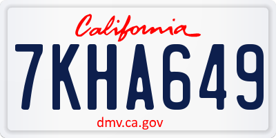 CA license plate 7KHA649