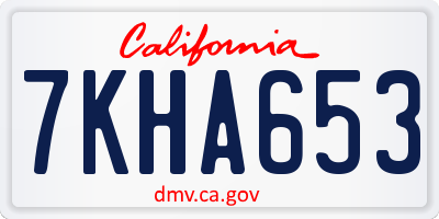 CA license plate 7KHA653