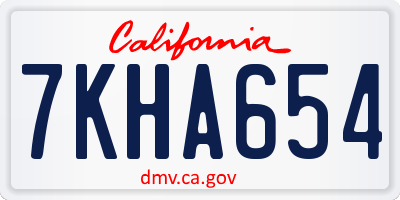 CA license plate 7KHA654