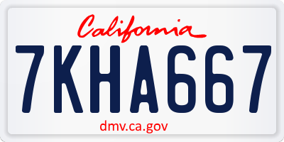 CA license plate 7KHA667