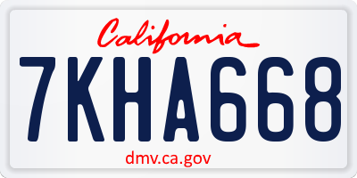 CA license plate 7KHA668