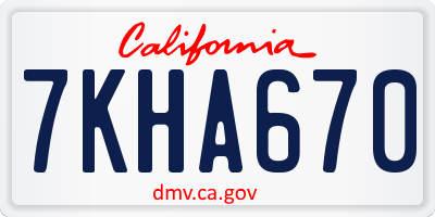 CA license plate 7KHA670