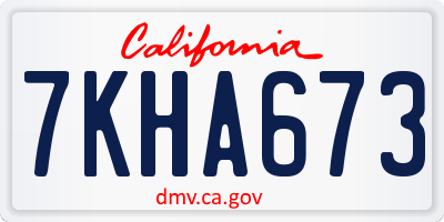 CA license plate 7KHA673