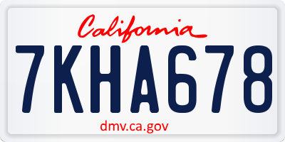 CA license plate 7KHA678