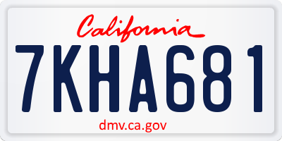 CA license plate 7KHA681