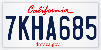 CA license plate 7KHA685