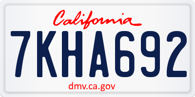 CA license plate 7KHA692