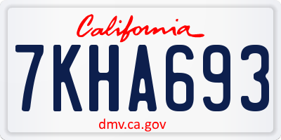 CA license plate 7KHA693
