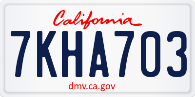 CA license plate 7KHA703