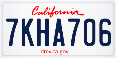 CA license plate 7KHA706