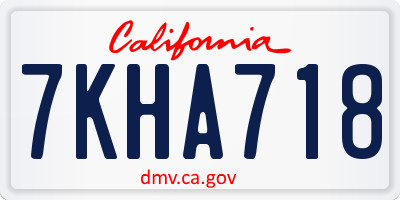 CA license plate 7KHA718