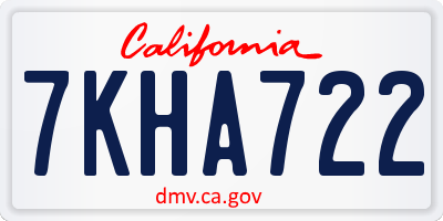 CA license plate 7KHA722