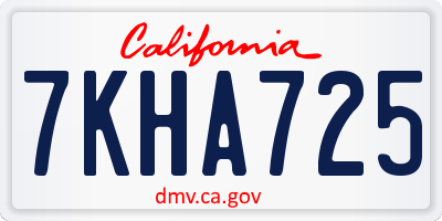 CA license plate 7KHA725