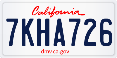 CA license plate 7KHA726