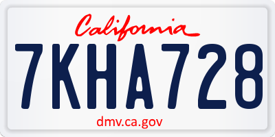 CA license plate 7KHA728