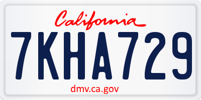 CA license plate 7KHA729