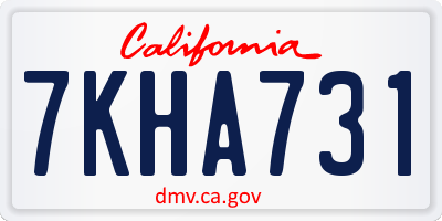 CA license plate 7KHA731