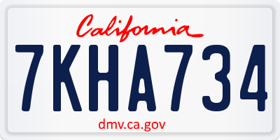 CA license plate 7KHA734