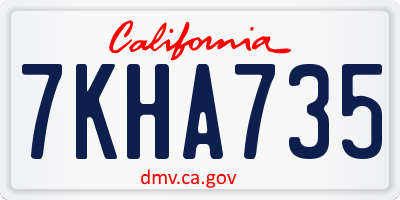 CA license plate 7KHA735