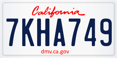 CA license plate 7KHA749