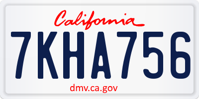 CA license plate 7KHA756