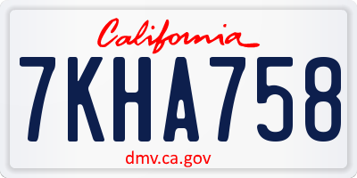 CA license plate 7KHA758