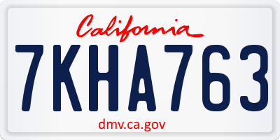 CA license plate 7KHA763