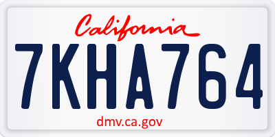 CA license plate 7KHA764