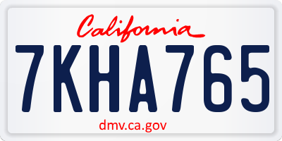 CA license plate 7KHA765