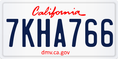 CA license plate 7KHA766