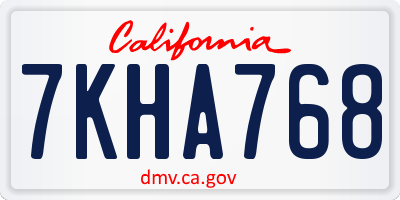 CA license plate 7KHA768