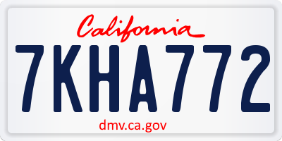 CA license plate 7KHA772