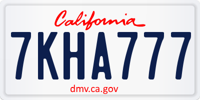CA license plate 7KHA777