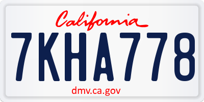 CA license plate 7KHA778