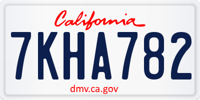 CA license plate 7KHA782